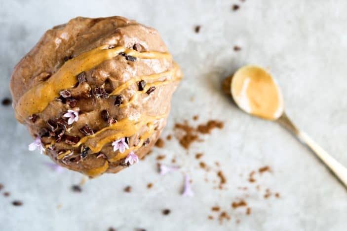 Chocolate Peanut Butter Soft Serve seen from the top