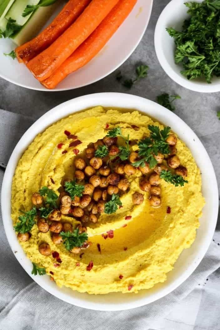 Golden Hummus With Curried Roasted Chickpeas - Unsweetened Caroline-2