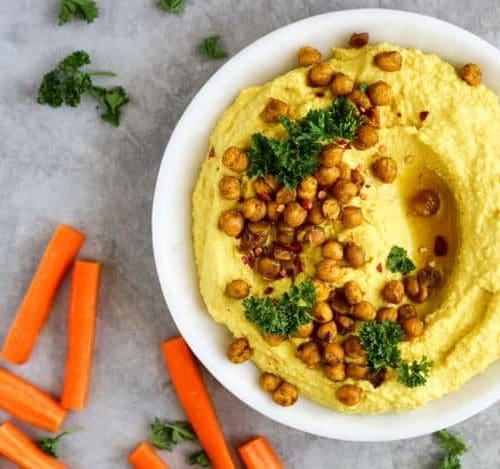 Golden Hummus With Curried Roasted Chickpeas