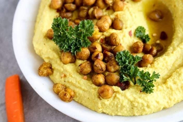Golden Hummus with Curried Roasted Chickpeas - Unsweetened Caroline-0837