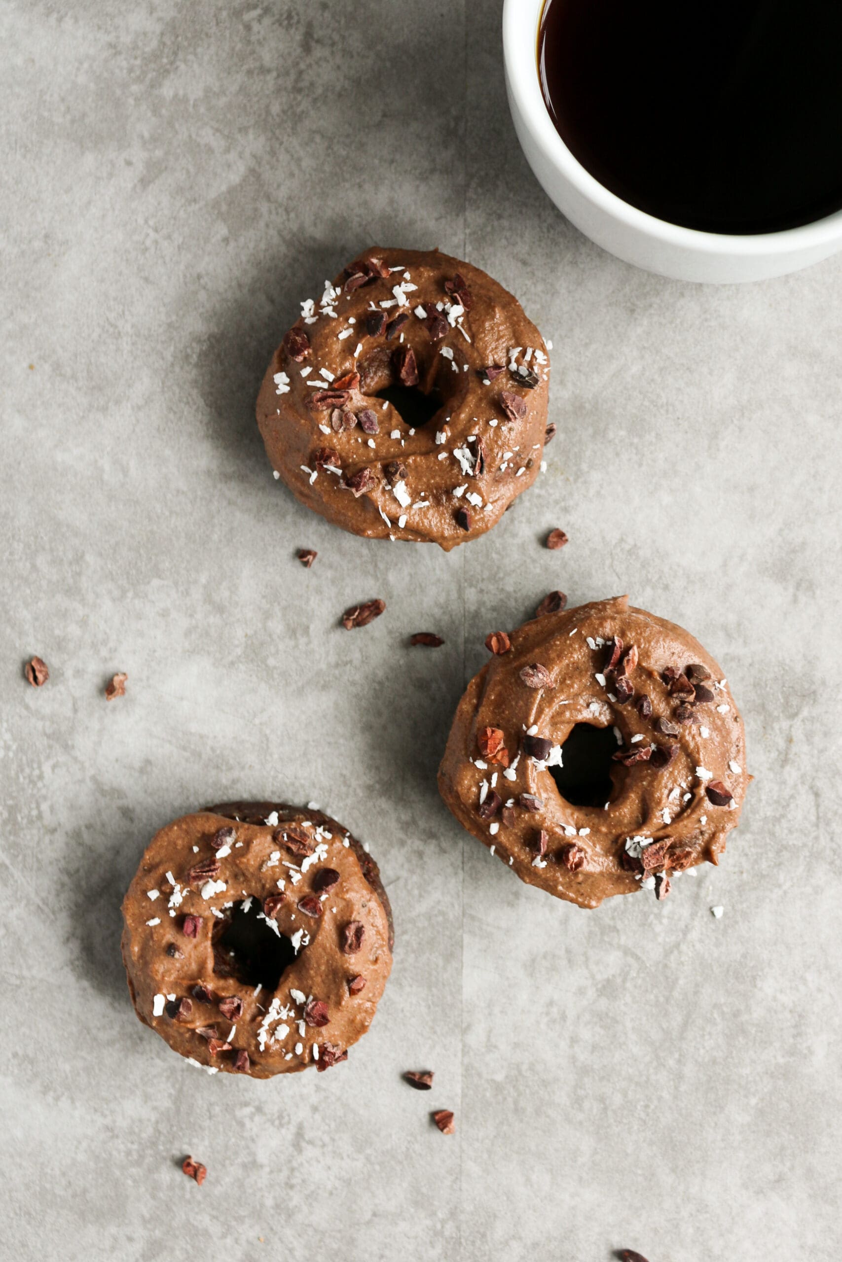 Raw espresso donuts seen from the top