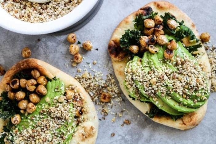 Naan Avocado Toast with Dukkah & Pan-Fried Chickpeas