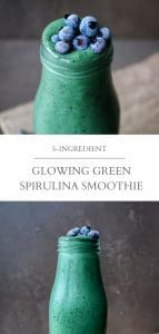glowing green spirulina smoothie pin