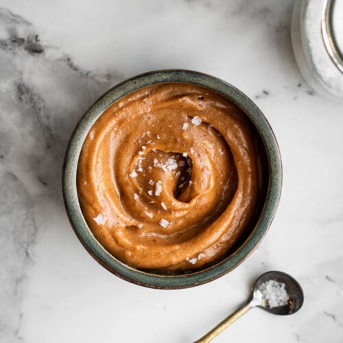 Easy date caramel in a bowl, seen from the top