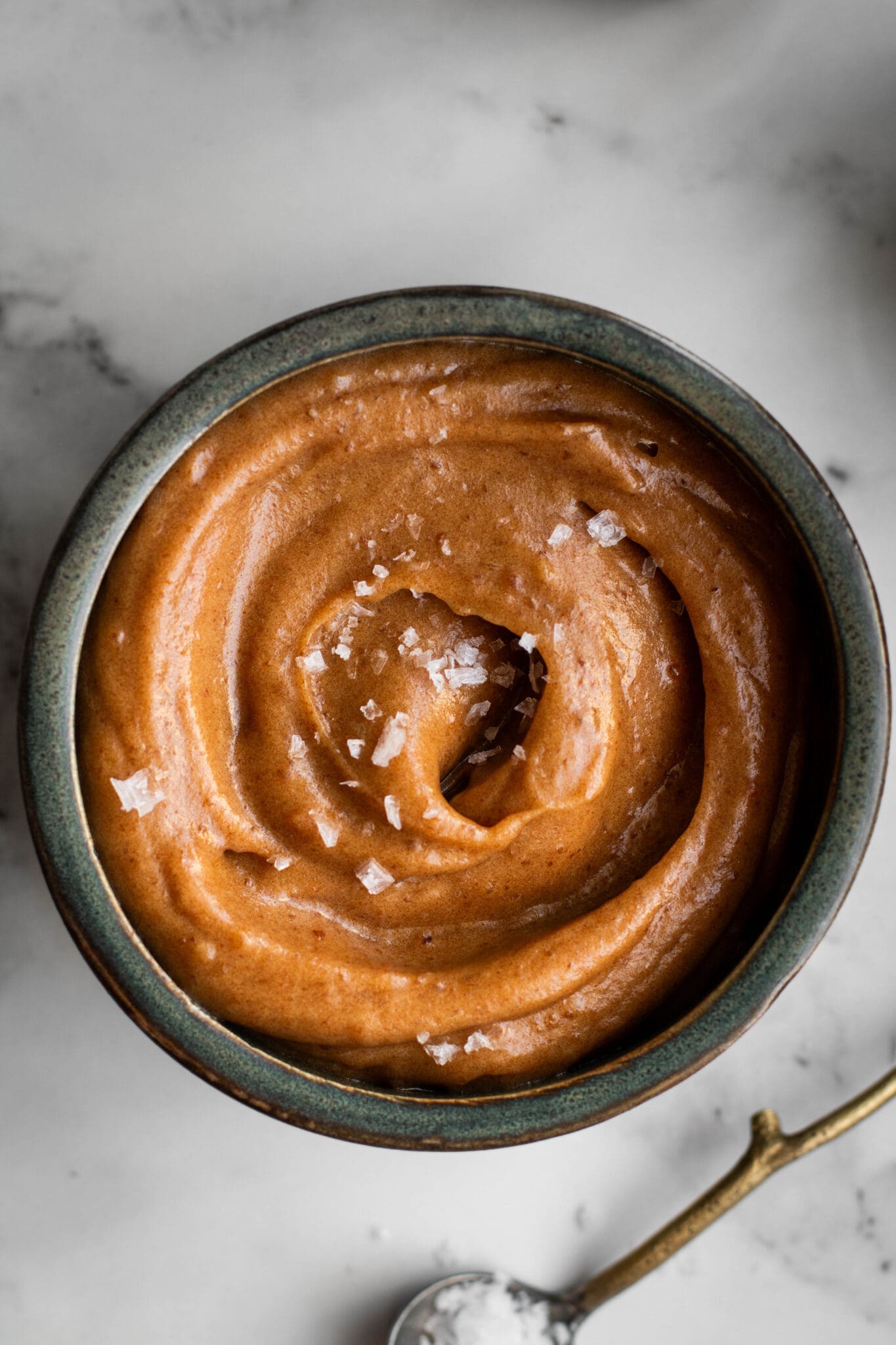 Easy date caramel in a bowl, seen from the top