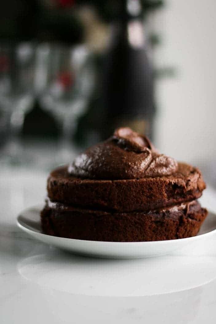 Chocolate Orange Fudge Cake seen from the side