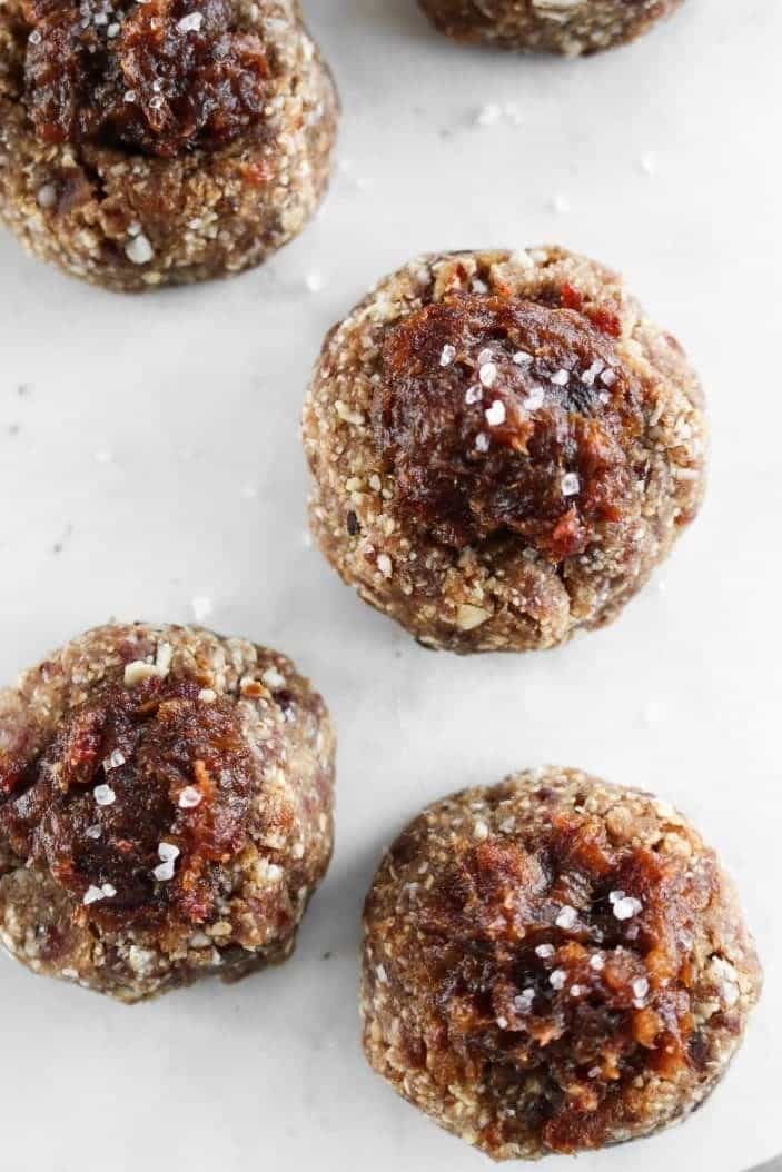 Four Raw Salted Caramel Thumbprint Cookies