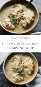 creamy mushroom and dumpling soup pin