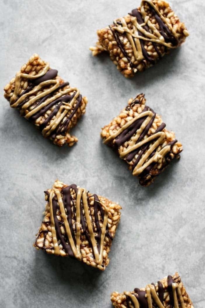 Nut-Free "Peanut Butter" Caramel Rice Krispies Squares