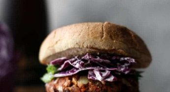 Easy Black Bean Burger with Tahini Slaw