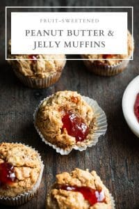 fruit-sweetened peanut butter and jelly muffins pin