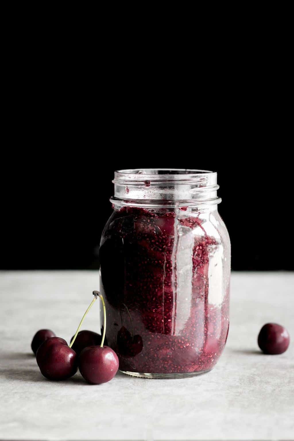 Cherry Chia Jam in a jar