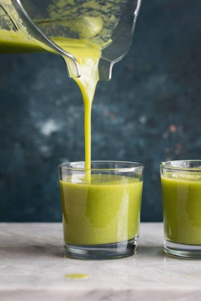 Hydrating Super Green Smoothie poured in a glass