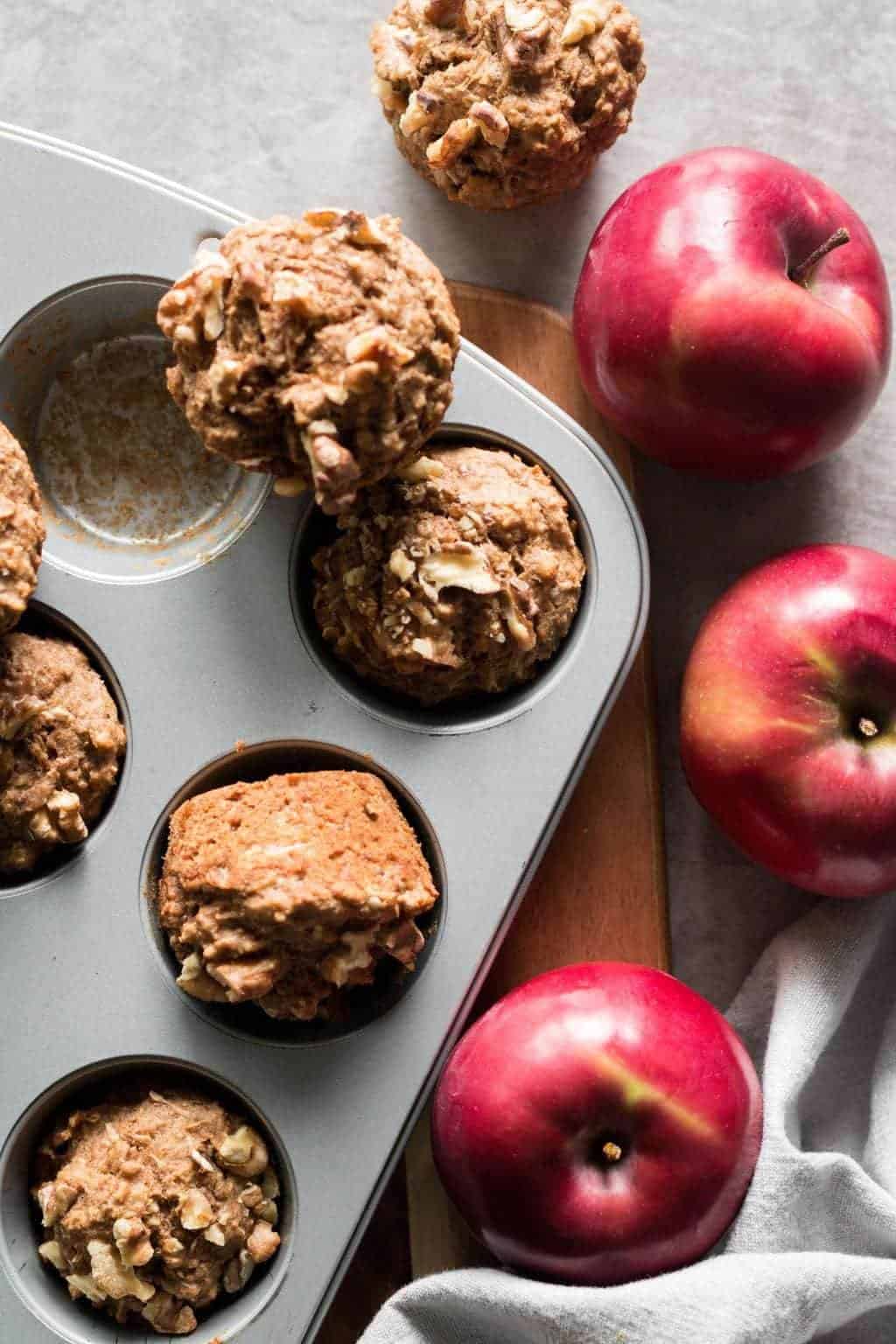 apple muffins in pan