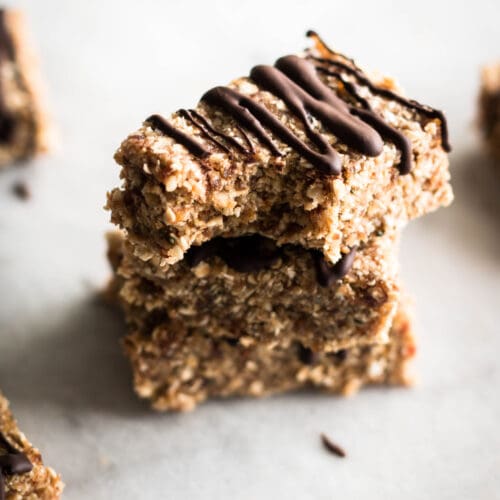 stack of no-bake walnut granola bars