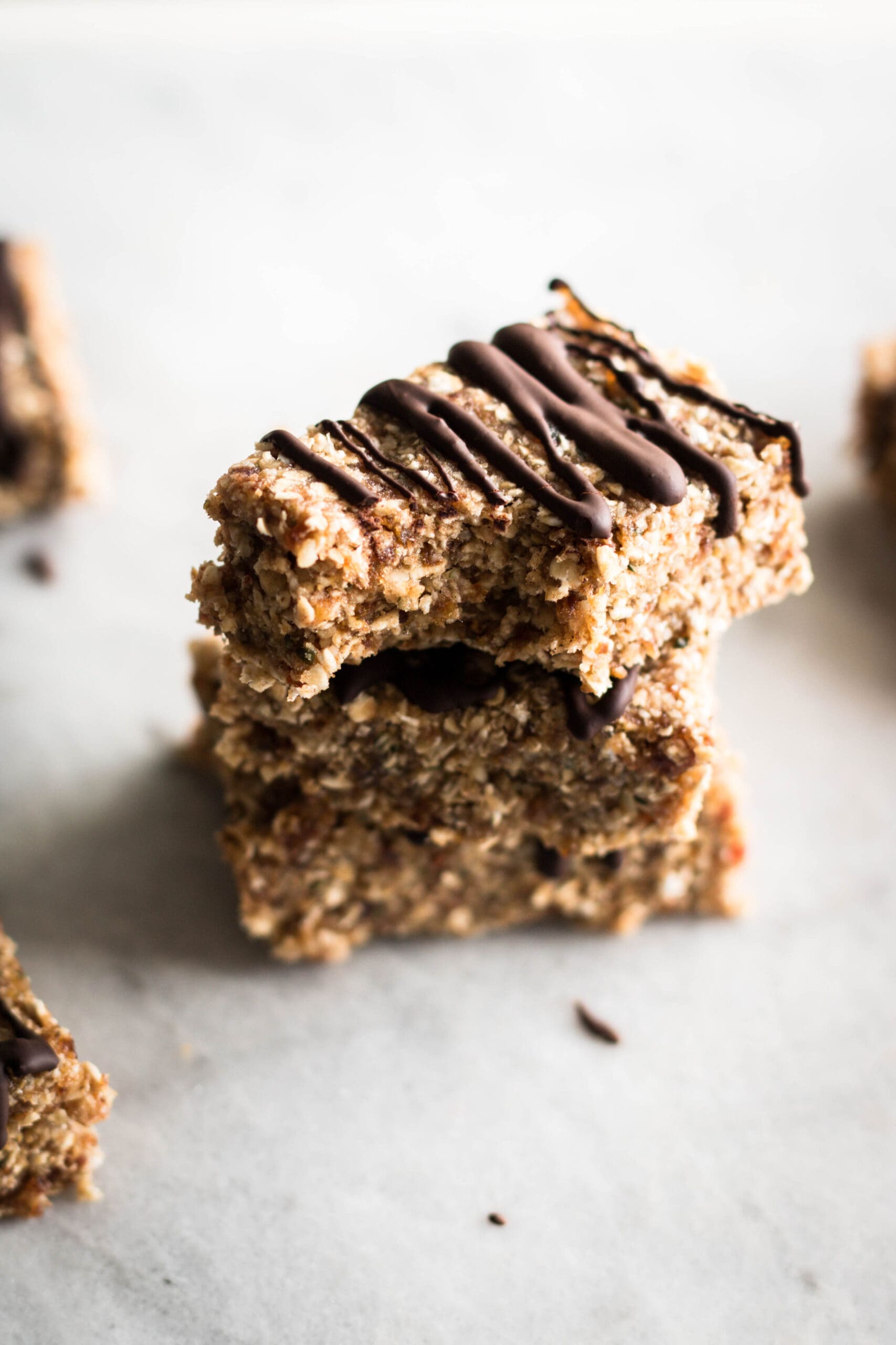 stack of no-bake walnut granola bars