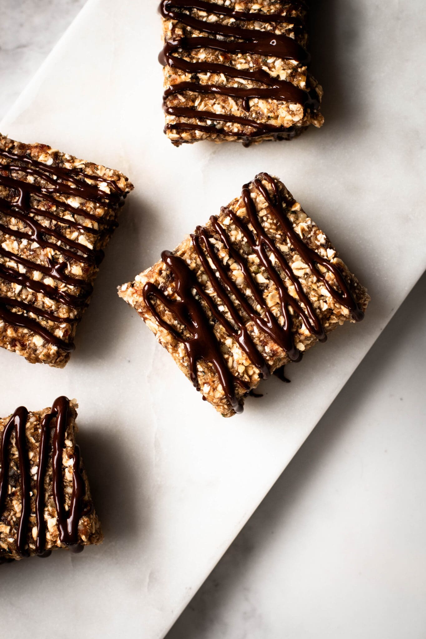 Closeup of no-bake walnut granola bars