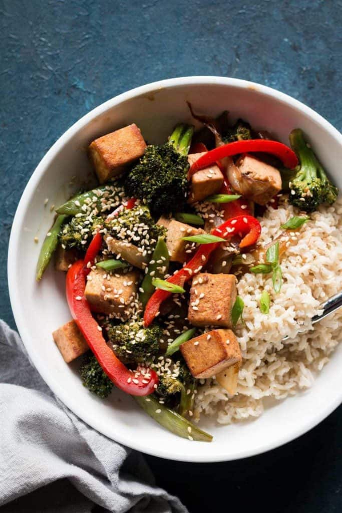 Weeknight Vegetarian Stir Fry in a bowl