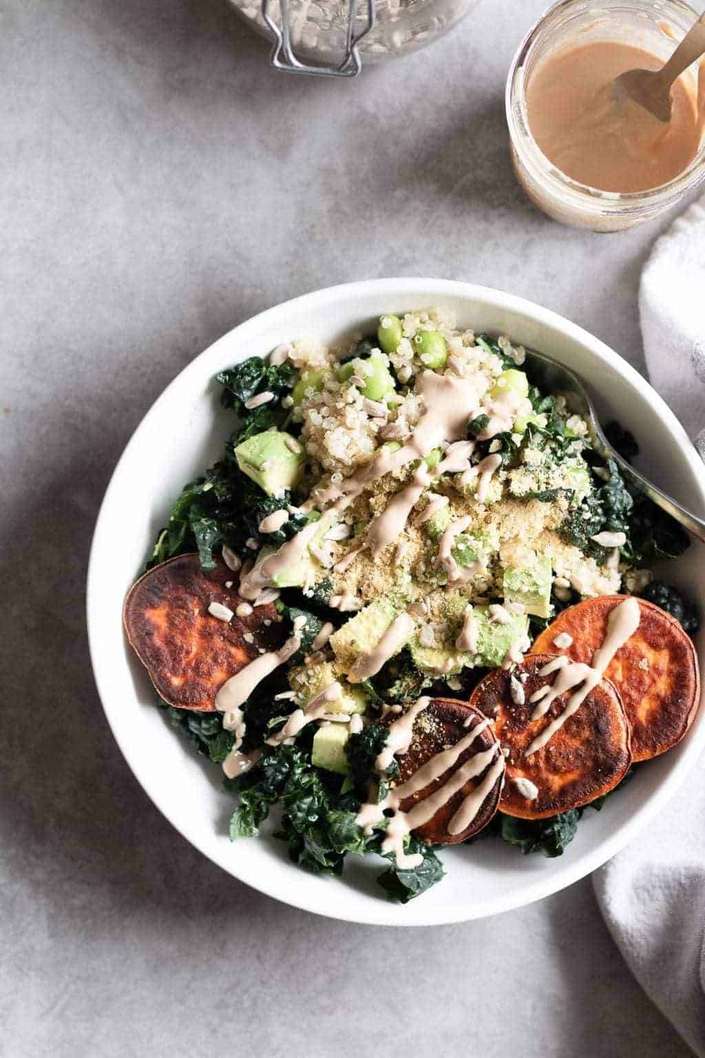 Nourishing Protein Quinoa Bowl from the top