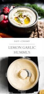 creamy lemon garlic hummus pin