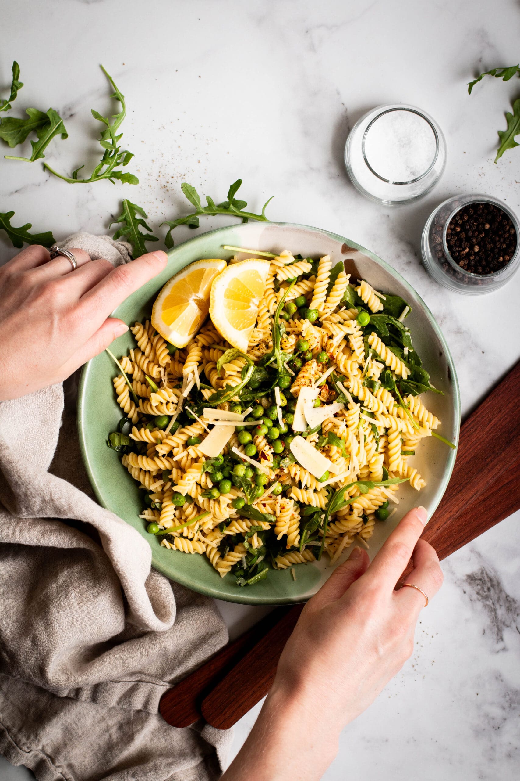 Spring Pea and Arugula Pasta Salad