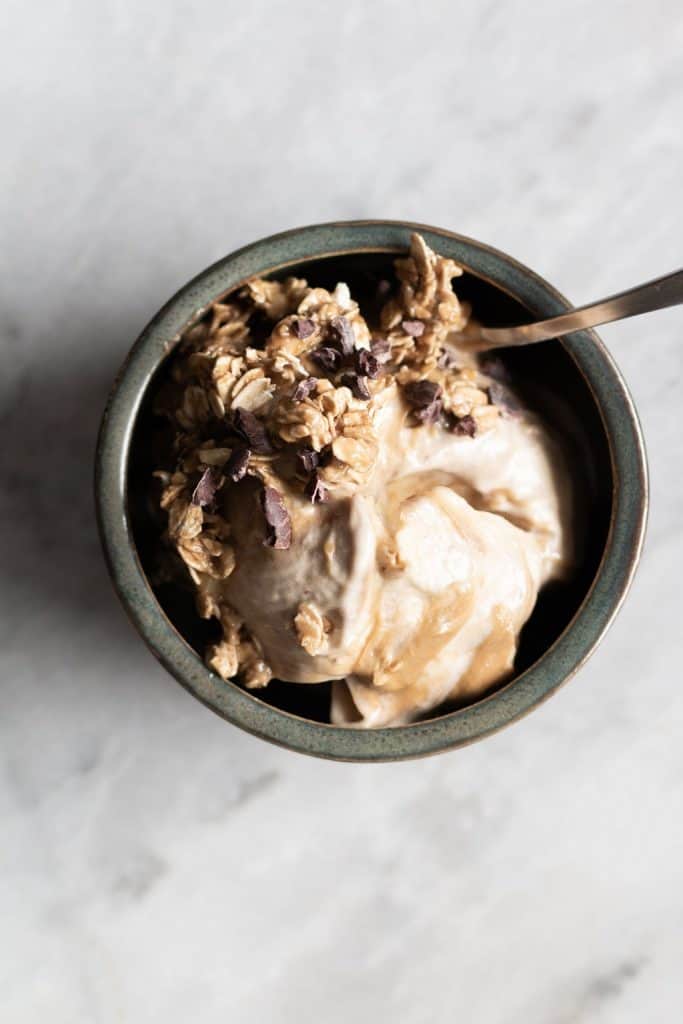 Oatmeal Cookie Dough Nice Cream in a bowl - no-bake desserts and snacks