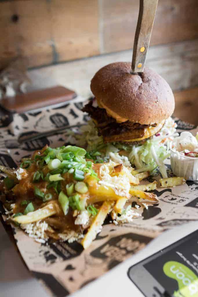 veggie burger and fries