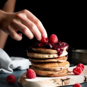 Vegan Buckwheat Pancakes with Berry Compote