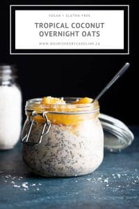tropical coconut overnight oats in jar