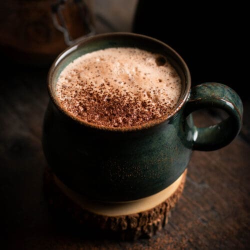 blender almond hot cocoa in a cup