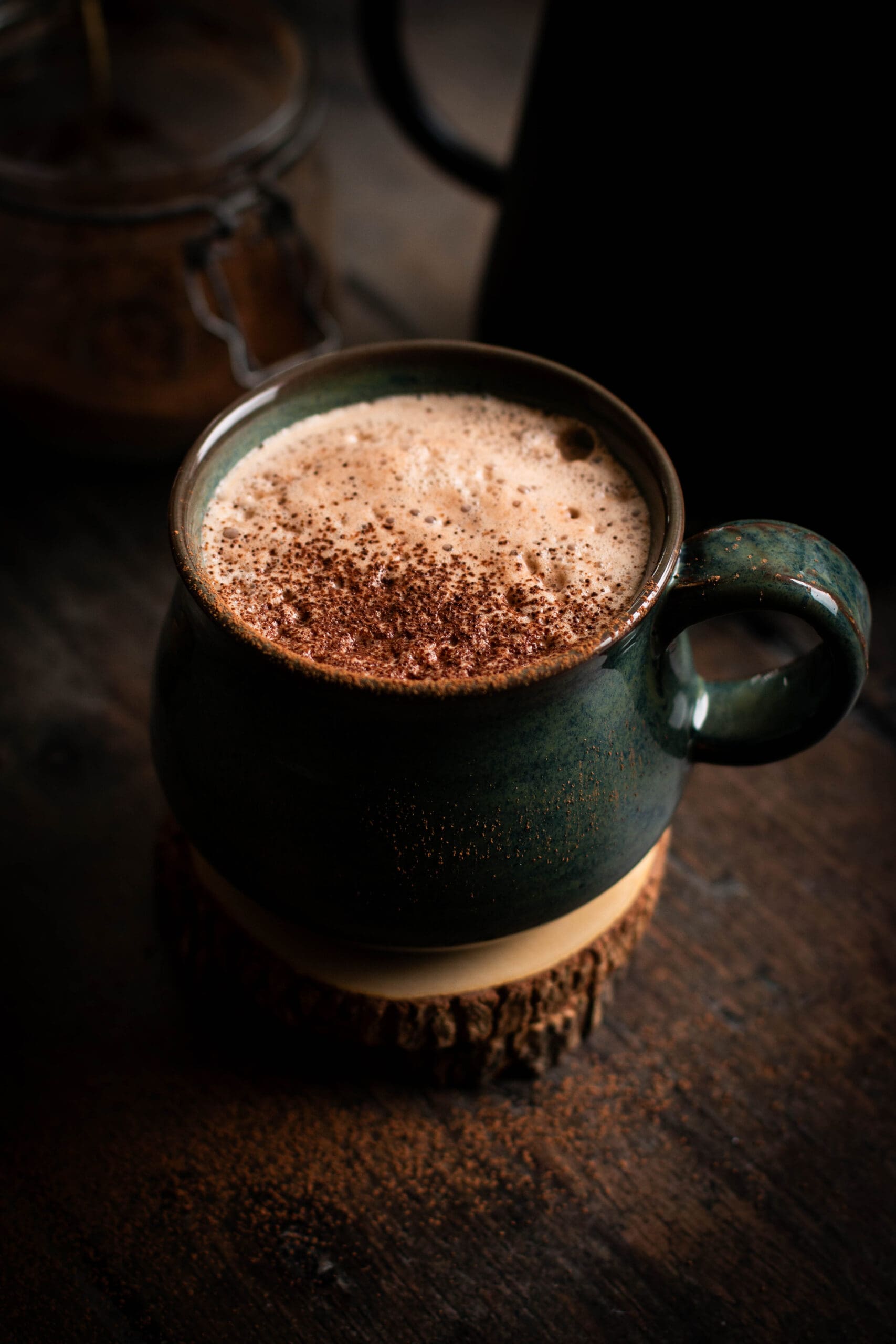 blender almond hot cocoa in a cup