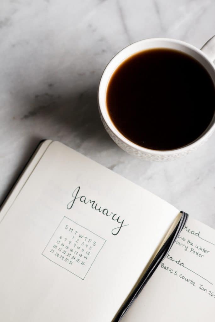 New Year's Resolutions that Aren't Dieting - coffee and journal