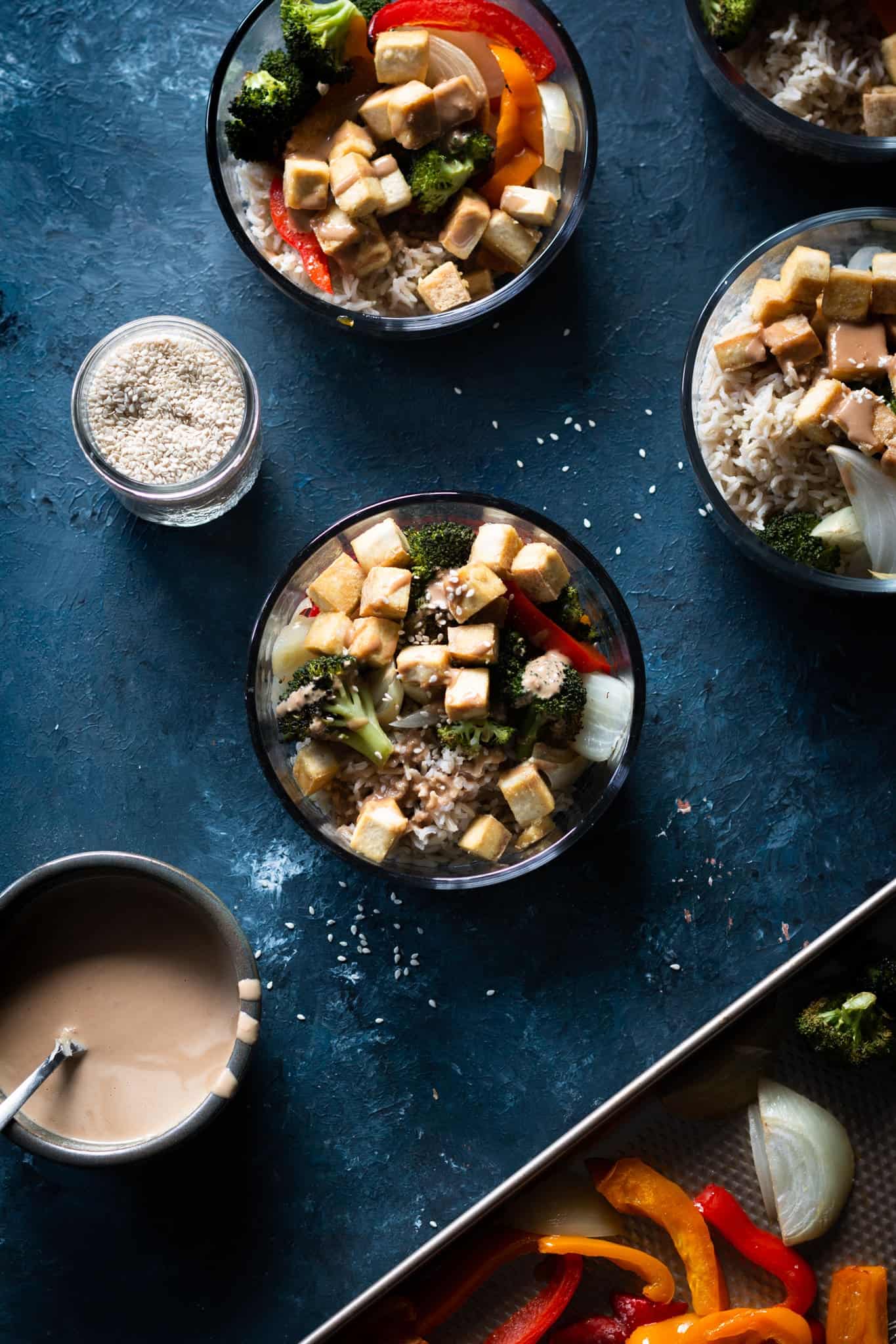 sesame tofu bowls - meal prep tips