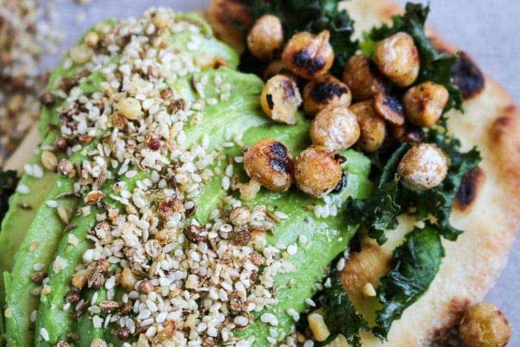 Naan Avocado Toast with Dukkah & Pan-Fried Chickpeas - Unsweetened Caroline-10