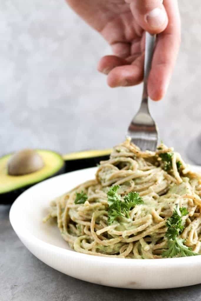 Creamy Tofu & Avocado Pasta (Oil-Free!) - Unsweetened Caroline-0912