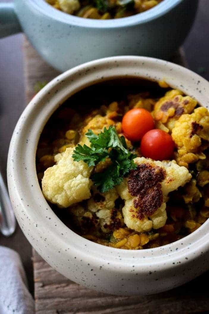 Golden Roasted Cauliflower Dahl (vegan) - Unsweetened Caroline