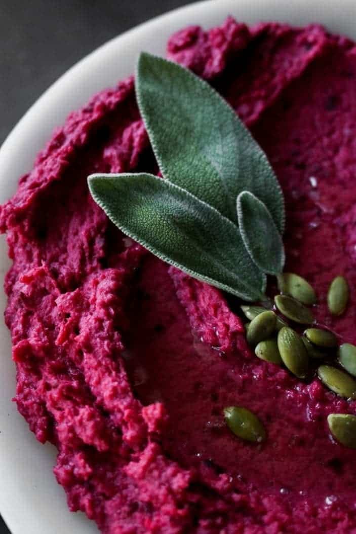 Creamy Roasted Beet Hummus - Unsweetened Caroline