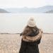 girl on the beach in winter