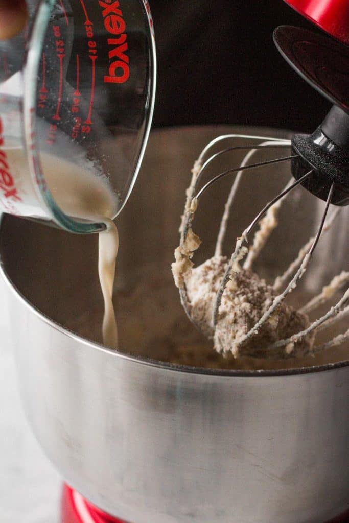 milk poured into a stand mixer