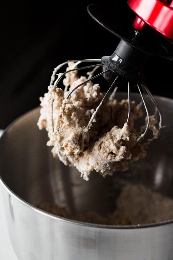 stand mixer whisk with dough