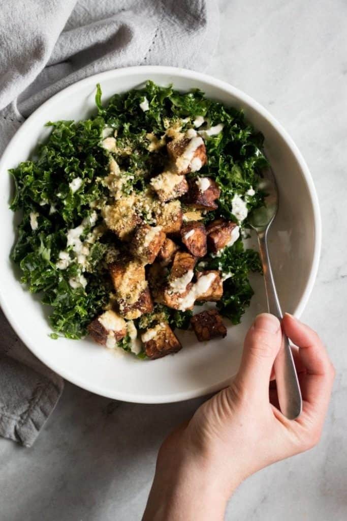 tempeh salad in a bowl