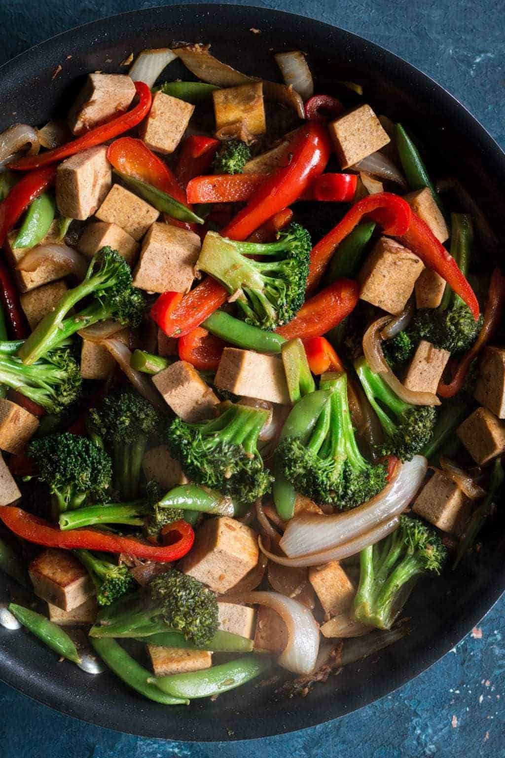 Weeknight Vegetarian Stir Fry in a skillet