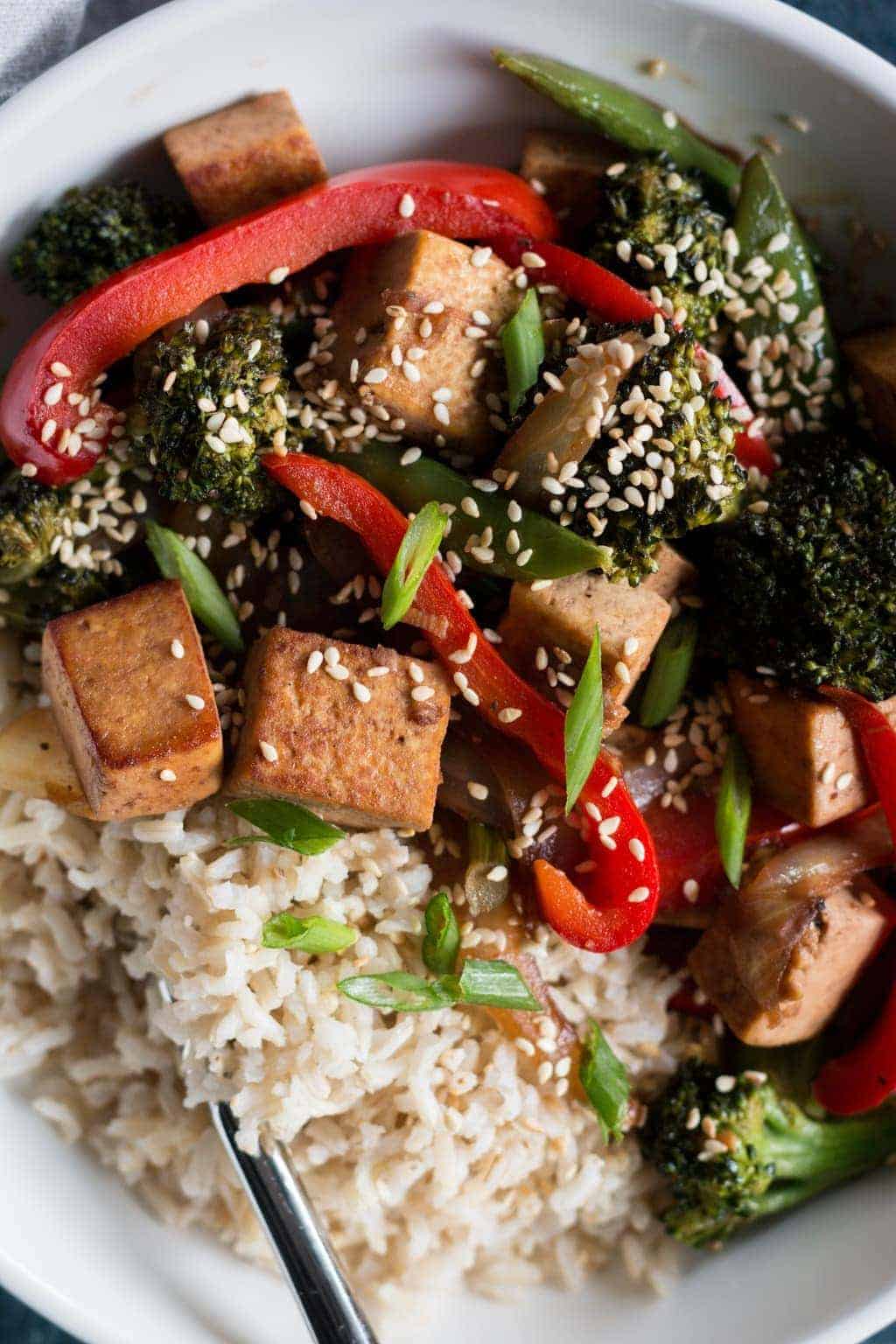 Weeknight Vegetarian Stir Fry closeup