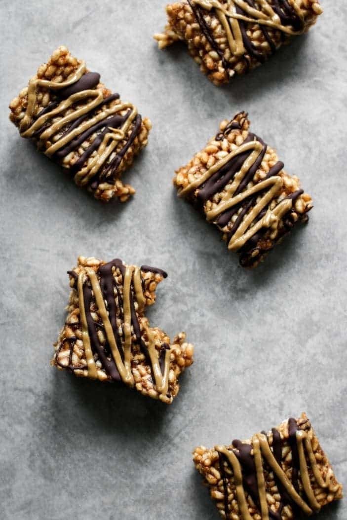 Nut-Free "Peanut Butter" Caramel Rice Krispies Squares