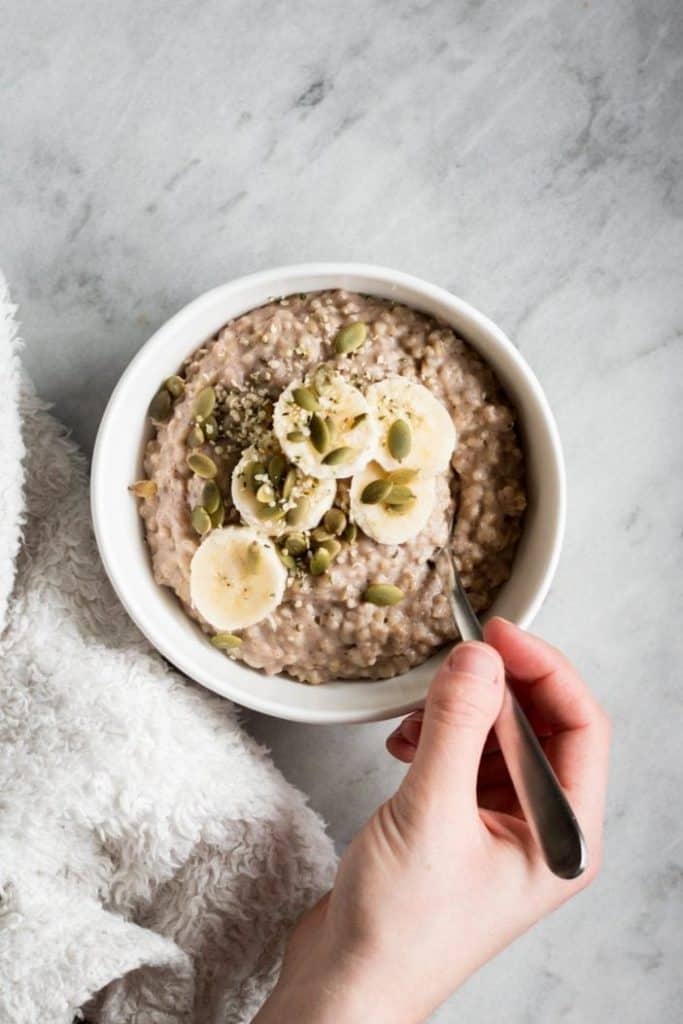 steel-cut oats in a bowl