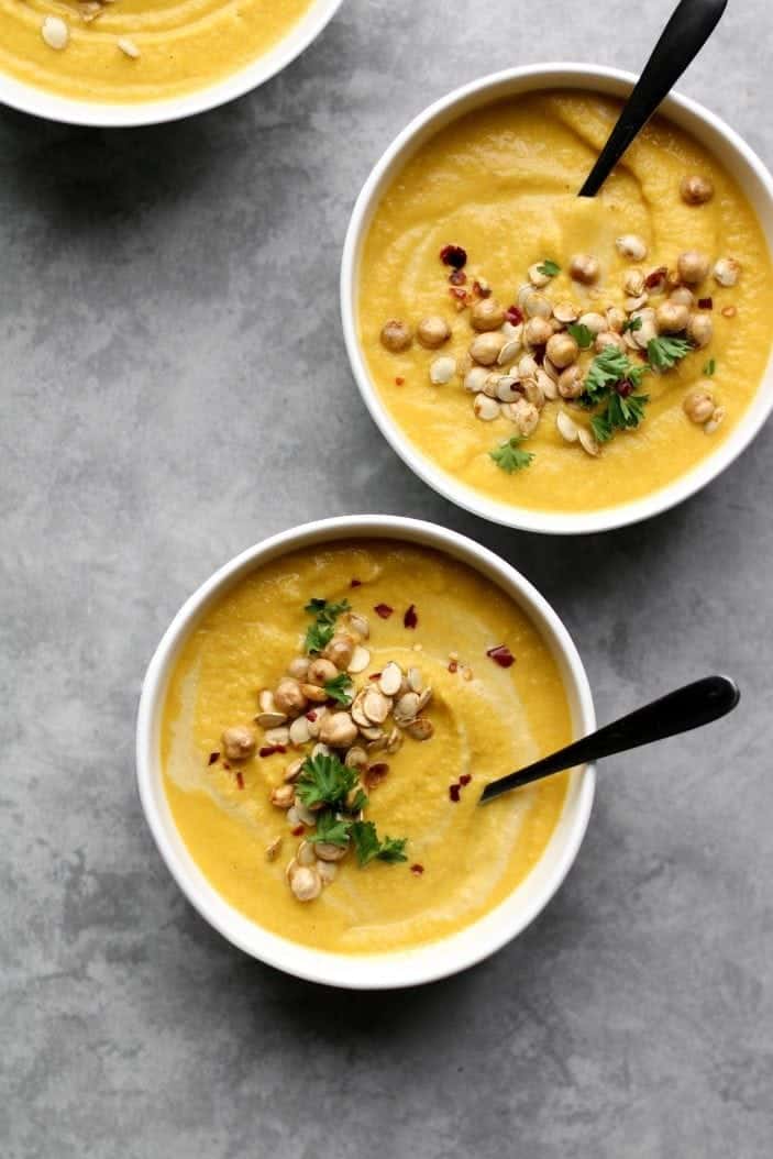 Curried Roasted Carrot & Cauliflower Soup