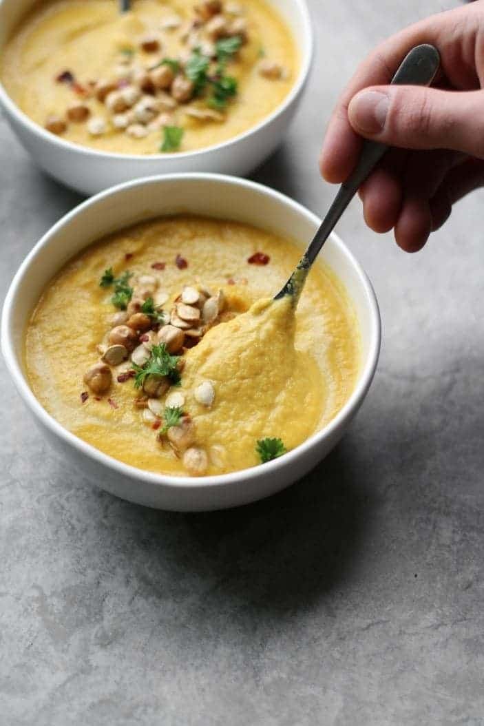 Curried Roasted Carrot & Cauliflower Soup