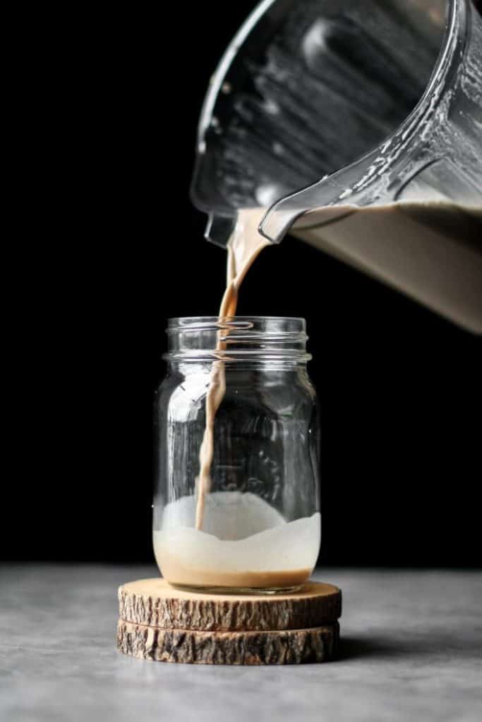 chai latte poured in a mason jar