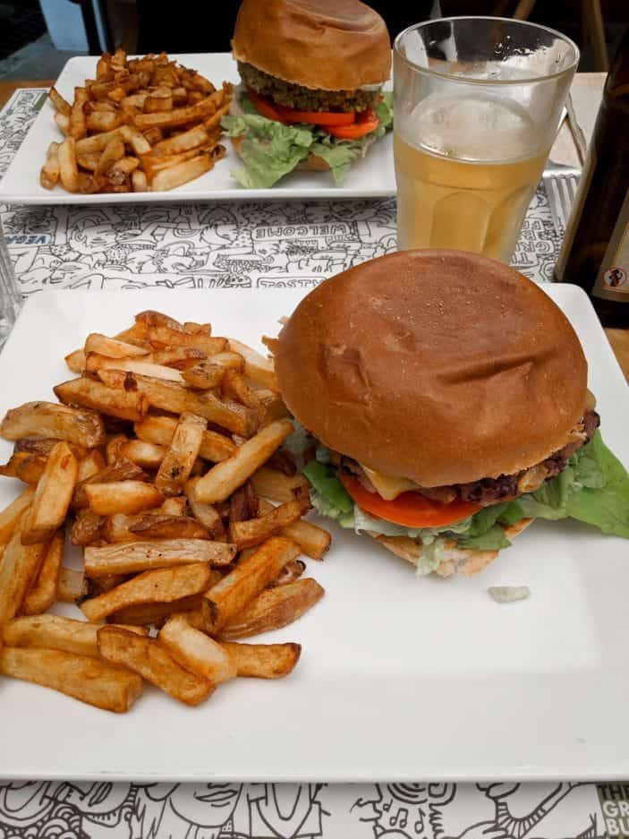 veggie burger and fries