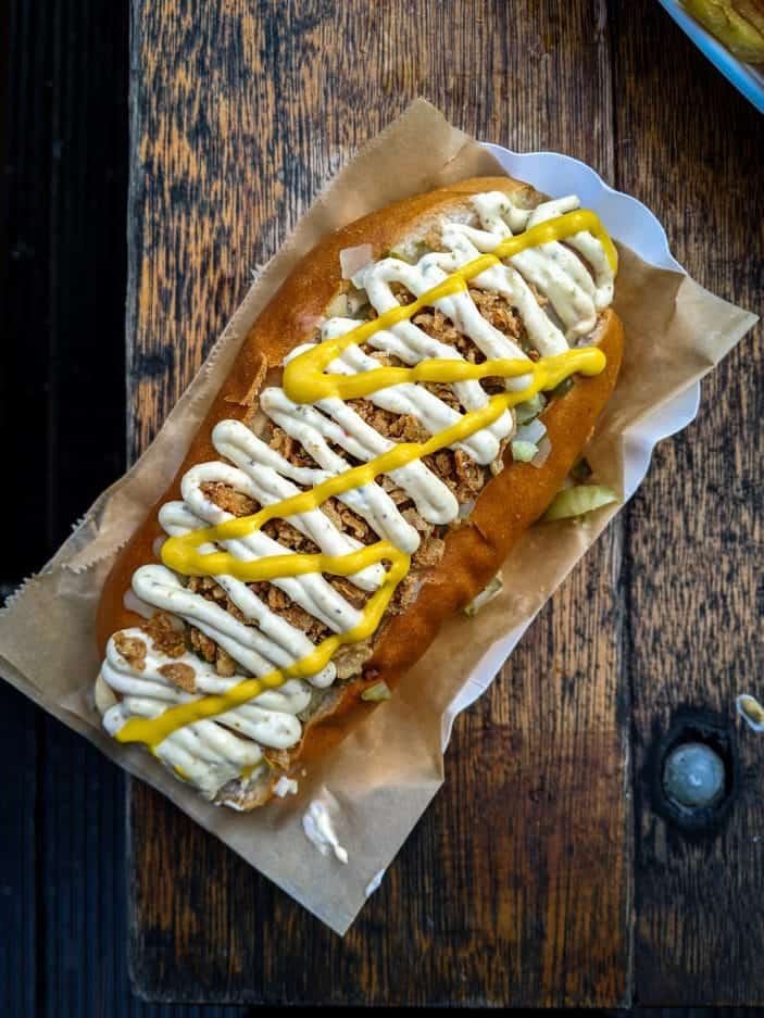 Camden Market vegan hot dog